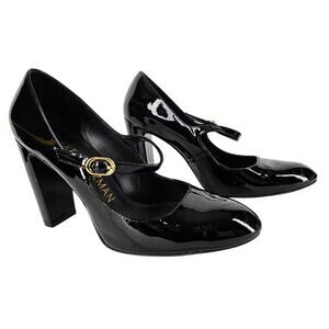 STUART WEITZMAN WOMEN'S VIDA 100 MARY JANE BLACK PATENT LEATHER SHOES – SIZE 7.5